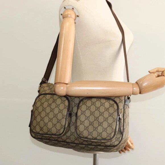 GUCCI GG Supreme Shoulder Bag PVC Beige Gold - Picture 1 of 16